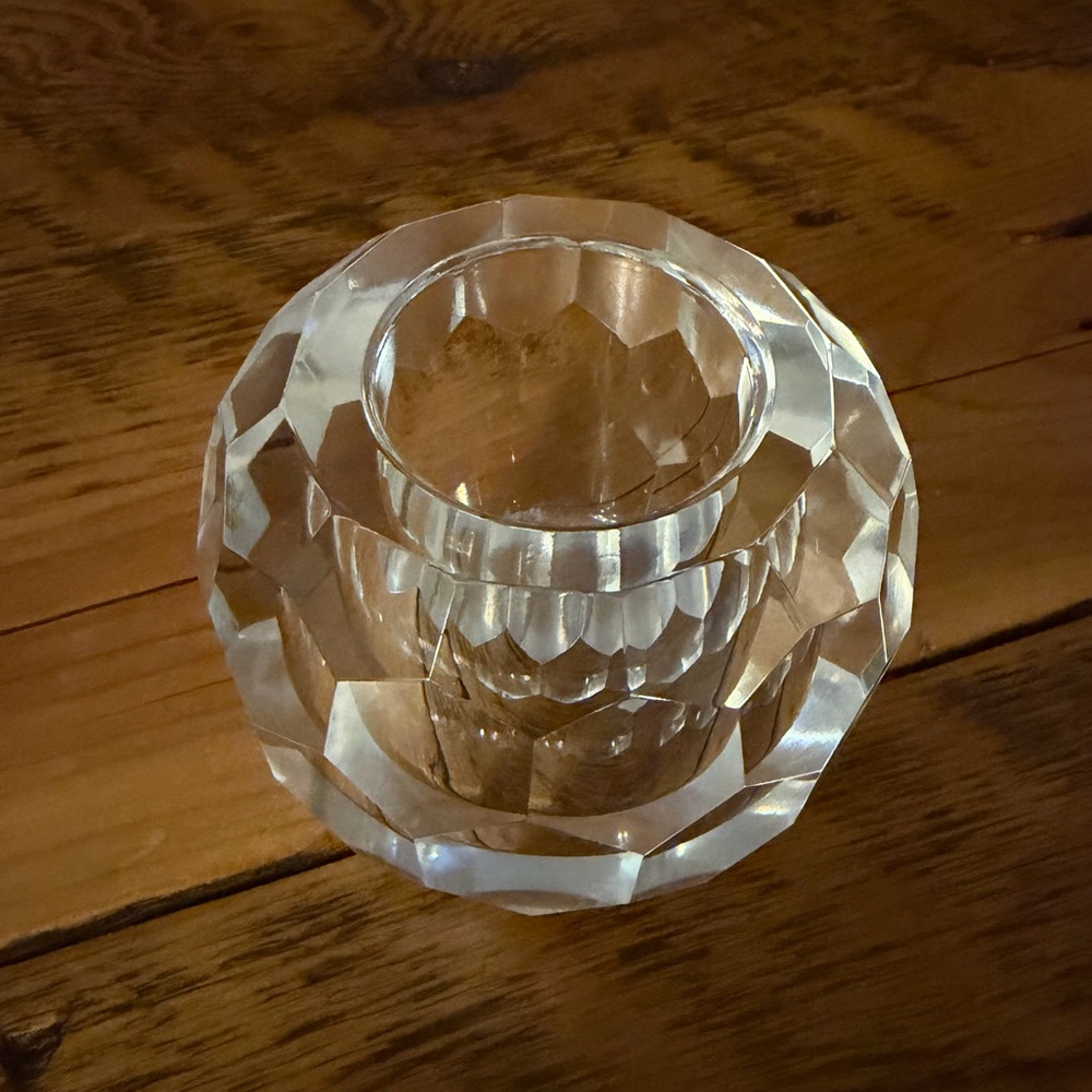 Beautiful Vintage Faceted Crystal Candle Holder
